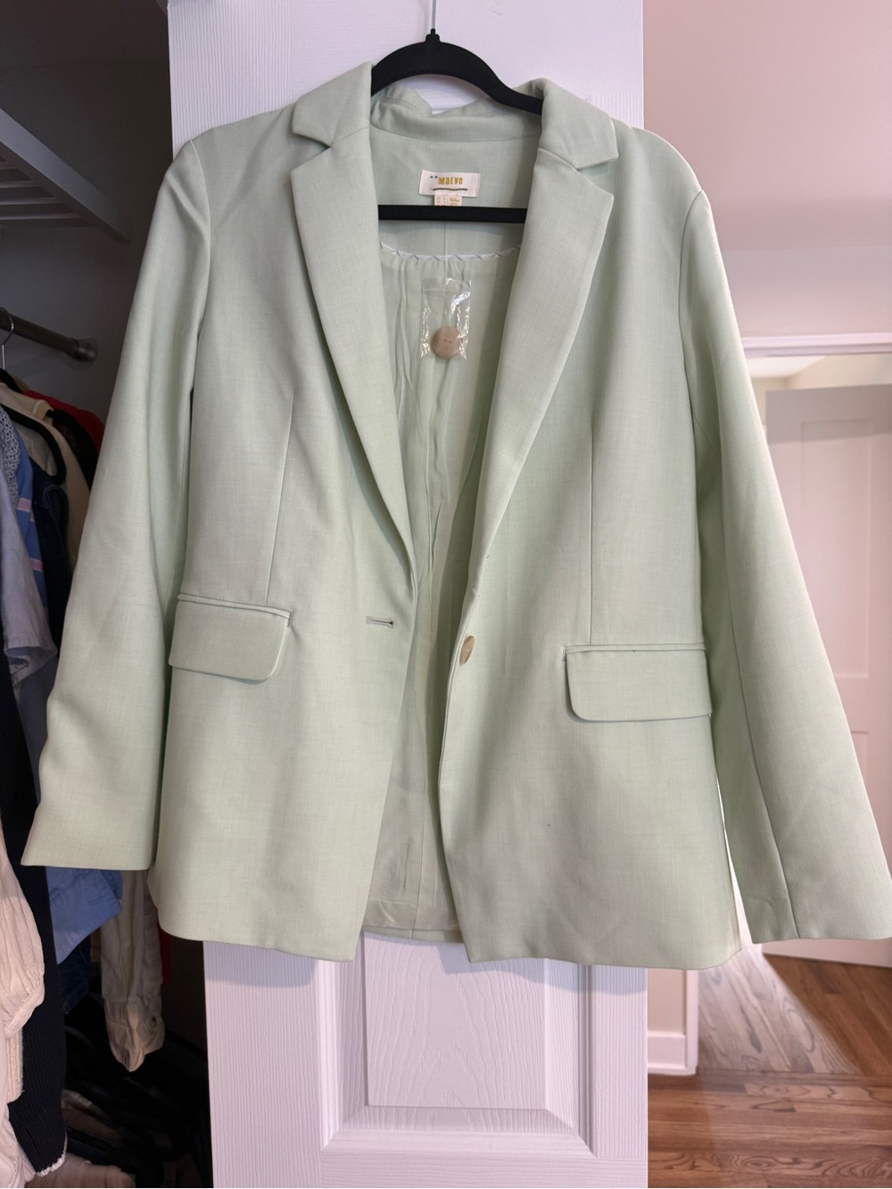 Maeve Pastel Mint Single-Button Blazer
